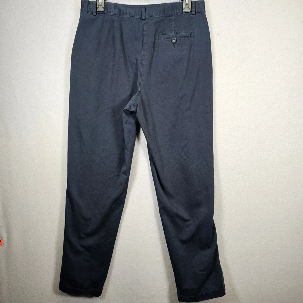 LL Bean Womens Navy Blue 100% Cotton Chino Pants Straight Leg Size 10 Reg GSX7 - Picture 2 of 7